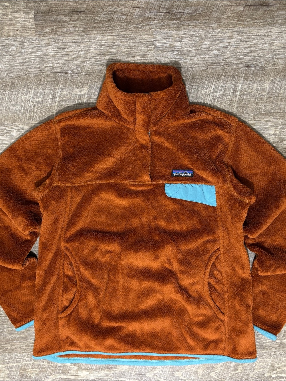 Patagonia Snap-T Women's M Brown Teal Fleece Pullover Soft Outdoor Hiking